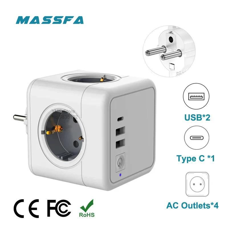 Massfa EU ÷ AC ܼƮ, Ƽ ť,   ,  Ʈũ , USB Ʈ, USB-C ġ 